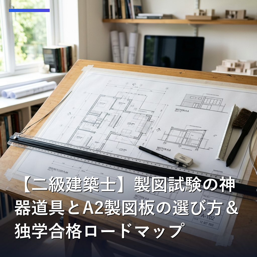 【二級建築士】製図試験の神器道具とA2製図板の選び方＆独学合格ロードマップ