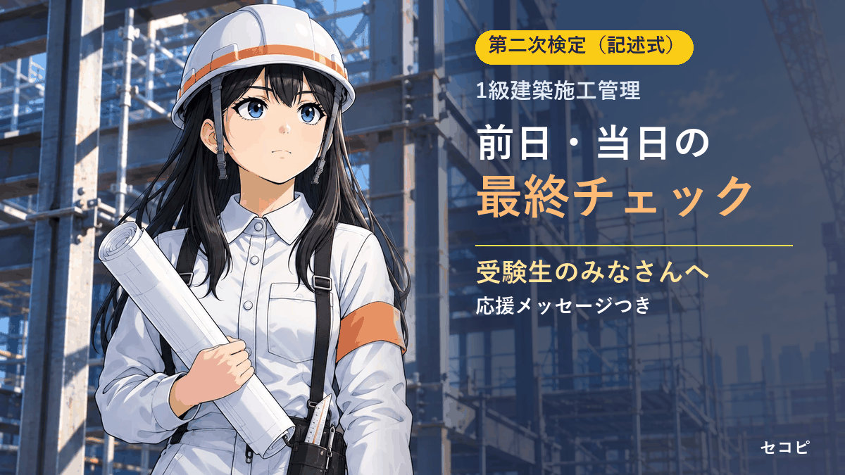 【1級建築施工管理】第二次検定の前日・当日の最終チェック|受験生のみなさんへ